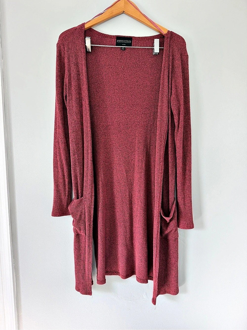 Absolutely Creative Worldwide Open Front Knit Cardigan in Red Size Medium